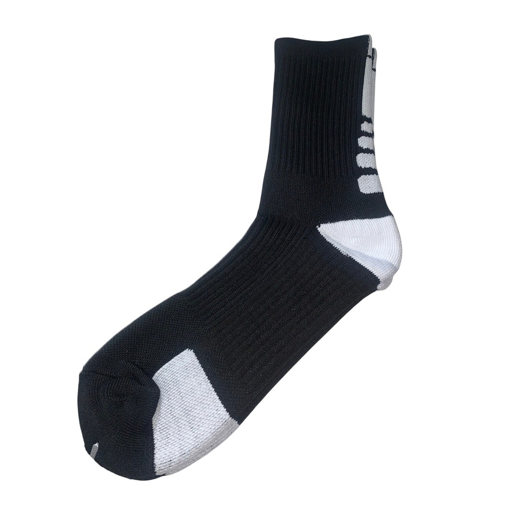 Sport Socks Run For It Black White Athletic Crew‎ Socks Cushioned Arch Support